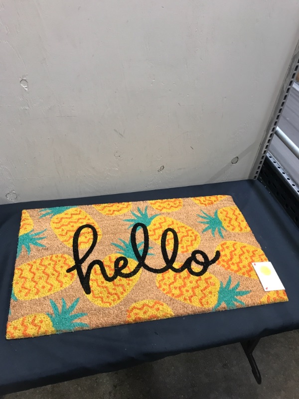 Photo 2 of 1'6"x2'6" Hello Pineapples Doormat Yellow - Sun Squad™
