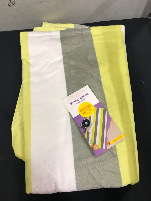 Photo 2 of Striped Printed Bath Towel Yellow - Sun Squad