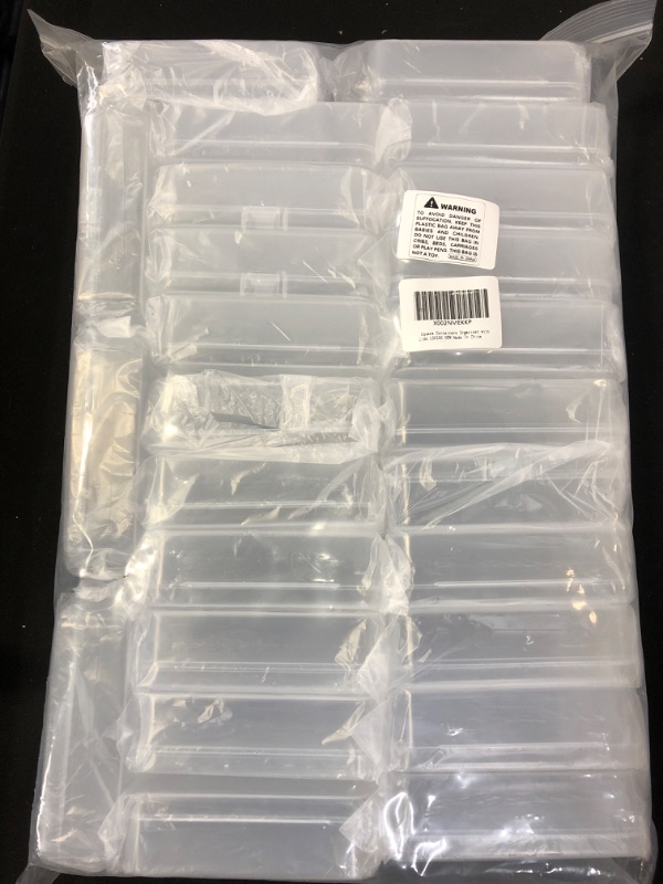 Photo 2 of 25 Packs Small Square Containers Case Organizer with Hinged Lids Clear Plastic Beads Storage Box for Jewelry, Pills, Crafts