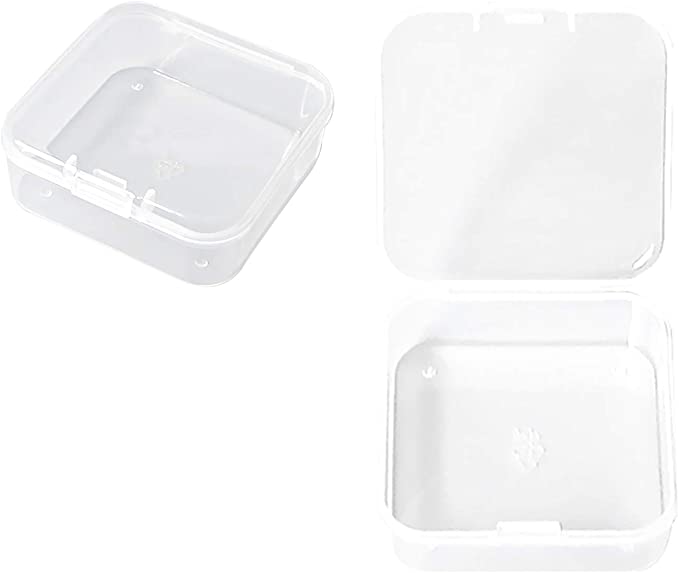 Photo 1 of 25 Packs Small Square Containers Case Organizer with Hinged Lids Clear Plastic Beads Storage Box for Jewelry, Pills, Crafts