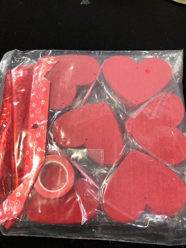 Photo 2 of 6 Pieces Red Hearts Felt Garland and 10 Pieces Red Heart Foil Balloons, Heart Shaped Felt Garland Banner Valentine's Day Red Heart Hanging Decorations for Valentines Wedding Birthday Party