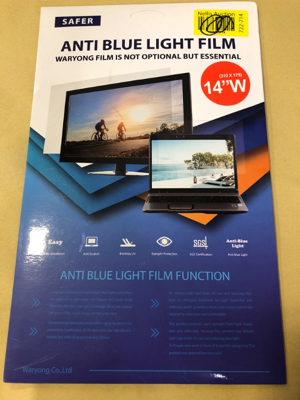 Photo 2 of 14 INCH BLue Light Blocking Screen Film Type for Laptop Screen Protector/Filter Anti Glare Anti Blue Light Bubble Free Touch-Screen