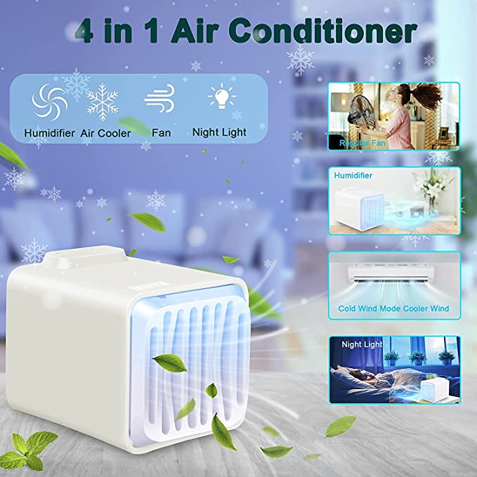 Photo 2 of TKLake Portable Air Conditioner, 4 In 1 Portable AC Air Conditioners, Mini Air Cooler Fans with USB & LED, Personal Air Conditioner for Home/Office/Dorm/Outdoor
