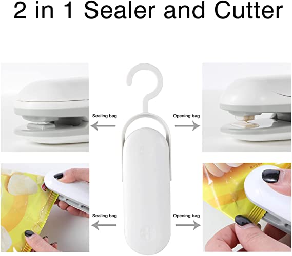 Photo 2 of 2022 AeapYar Mini Bag Sealer, Portable Food Sealer, Handheld Heat Vacuum Sealers, 2 in 1 Heat Sealer and Cutter for Plastic Bag Food Storage
