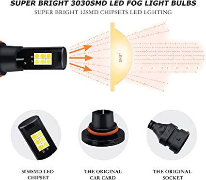 Photo 2 of Wenshare 9005 9006 Led Fog Lights Bulbs 35W Dual Color 3000K Yellow Amber 6000K White 3030SMD 35W High Power Bright DRL Driving Fog Lights Bulbs
