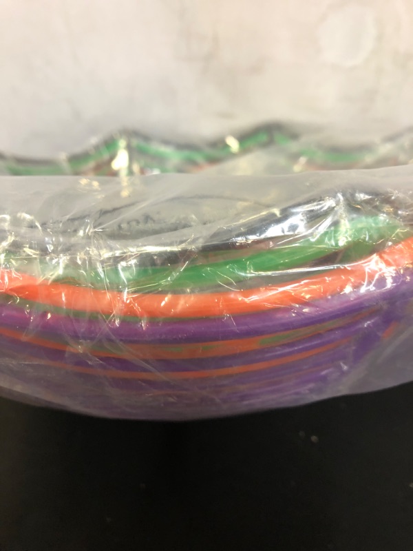 Photo 3 of 4 Pieces Spider Web Plastic Basket Halloween Candy Basket Bowl Green Purple Black Orange Spider Treat Bowls and 60 Pieces Plastic Spiders for Halloween Party Supplies
