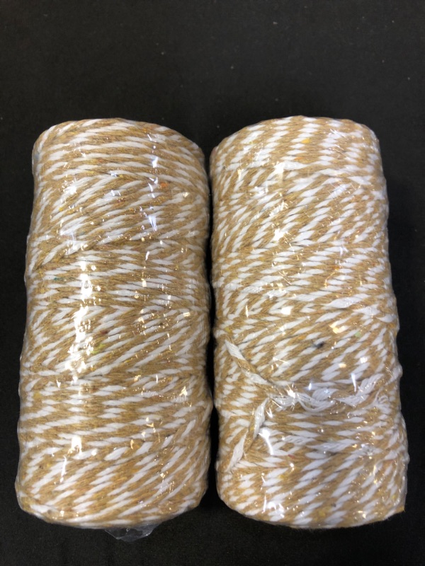 Photo 2 of 1 Roll 2mm 109 Yard Colourful Cotton Cord Bakers Twine DIY Crafts Gift Wrapping Christmas Wedding Home Decor String Rope (Khaki+White) 2 pieces