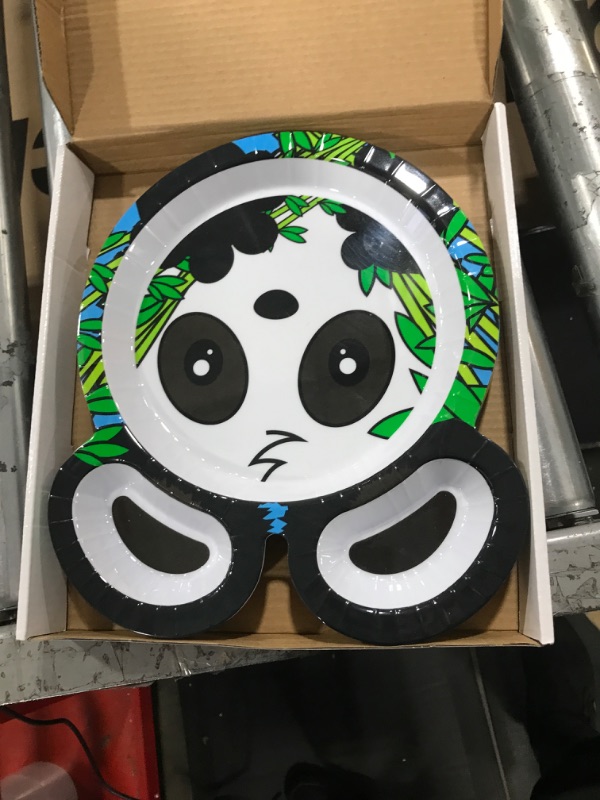 Photo 2 of Zoo Friends Mealtime Melamine Feeding Plates - Set of 4 Different Cute Animal Pal Dishes for Kids - Panda, Alligator, Tiger & Monkey - Divided Compartments, BPA Free, Dishwasher Safe