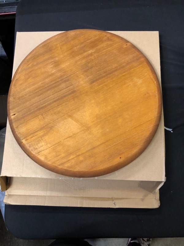 Photo 2 of  Solid Wood Serving Tray 10 Inches, Round Tea Coffee Snack Plate, Round Serving Tray Wood Platter for Home Kitchen
