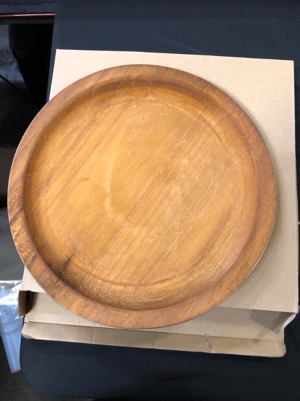 Photo 3 of  Solid Wood Serving Tray 10 Inches, Round Tea Coffee Snack Plate, Round Serving Tray Wood Platter for Home Kitchen
