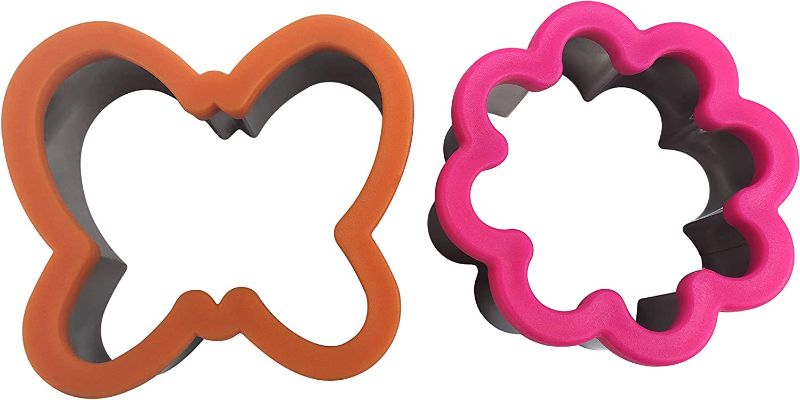 Photo 1 of  Durable Tin Plated Steel Sandwiches Cutter, Butterfly & Flower Shapes Cookie Cutter Biscuit Cutter -Food Grade Biscuit Mold Cake Cutter for Kids, 2Pack  -- Slightly Used --
