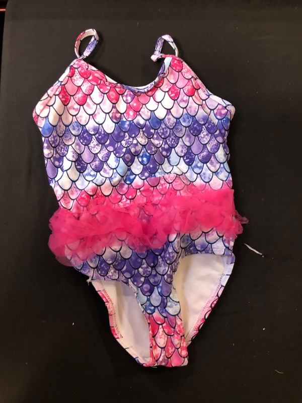 Photo 2 of  Girls Swimsuits Bathing Suit One Piece 3D Printed Ruffle Tulle Frill 3-10T  -- Size Medium --
