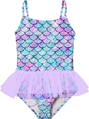 Photo 1 of  Girls Swimsuits Bathing Suit One Piece 3D Printed Ruffle Tulle Frill 3-10T  -- Size Medium --
