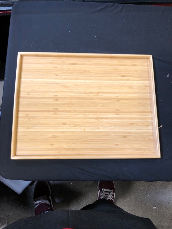 Photo 1 of BambooMN Organic Bamboo Serving Tray, Vanity Tray, Perfect for Serving Appetizers, Snacks, Desserts, Creating Charcuterie Trays, 17.5"x13.5"x0.75" - 1 Piece   -- Small Crack --
