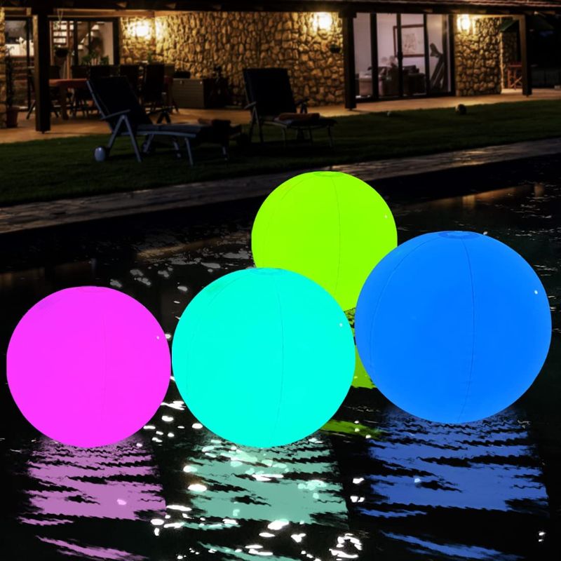 Photo 1 of  2 PCS Floating Pool Lights,16 Colors Changing Remote Control LED Ball Lights,16" IP68 Waterproof Pool Glow Ball Lights, Light Up Glow Balls for Pool Beach Garden Patio Decorative Night Light

