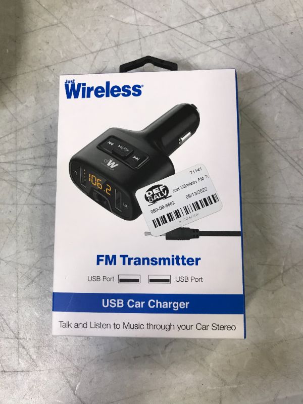 Photo 3 of Just Wireless FM Transmitter (3.5mm)  with 2.4A/12W 2-Port USB Car Charger - Black