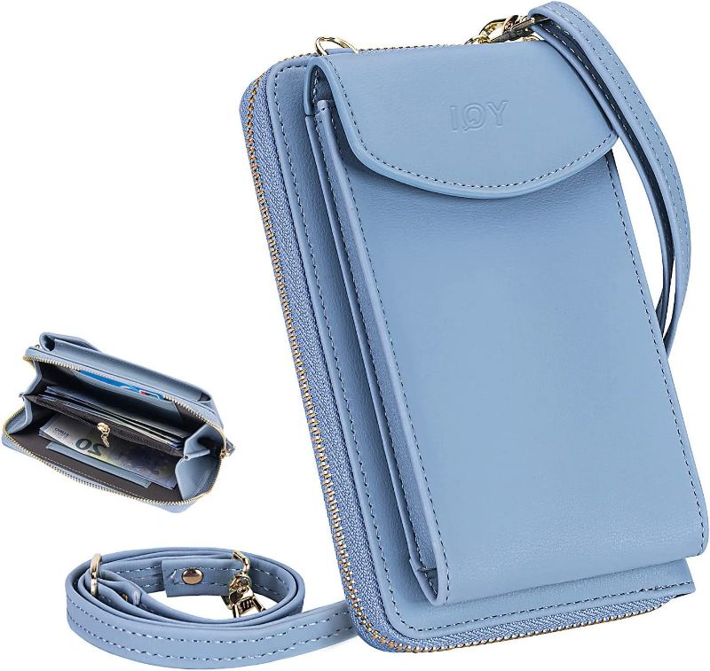 Photo 1 of YQI Small Crossbody Cell Phone Bag for Women, PU Leather RFID Blocking Purse with Credit Card Slots, Shoulder Handbag Wallet, Women's Wallet, Blue

