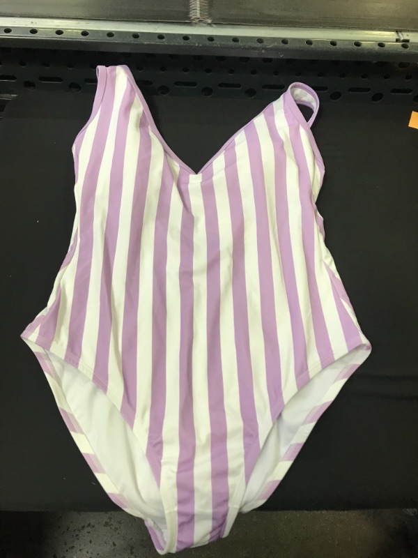 Photo 2 of  Women's V-Neck Over the Shoulder High Leg One Piece Swimsuit  -- Size Large --