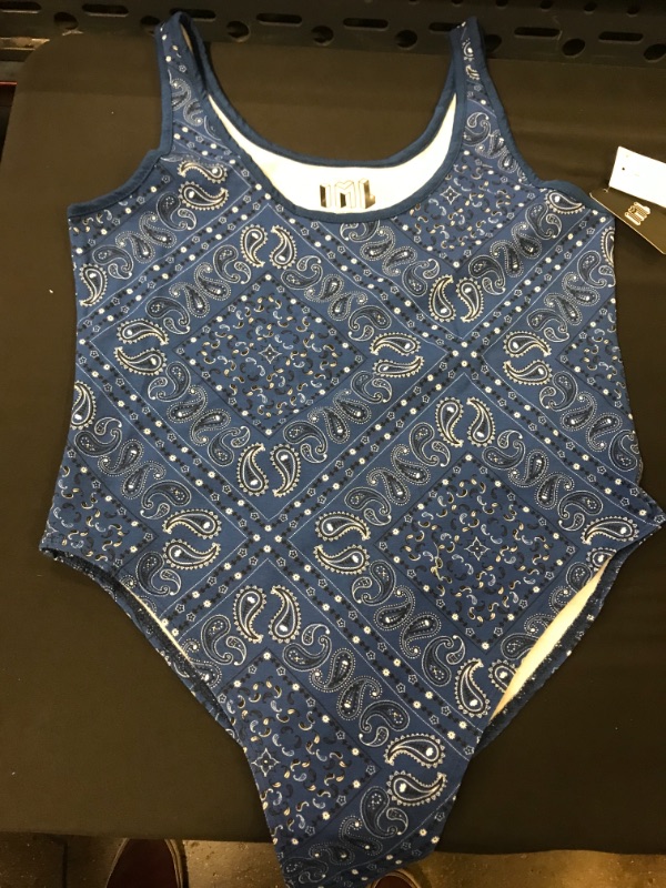 Photo 2 of  Women's Blue Bandana Graphic Bodysuit - Indigo L

