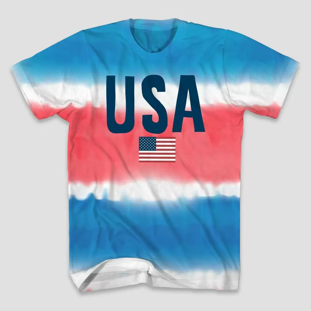 Photo 1 of 
Men's America Vertical Tie-Dye Short Sleeve Graphic T-Shirt - Blue/Red Size   S