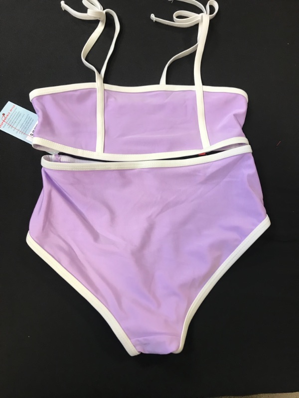 Photo 2 of  Girls' Solid 2pc Bikini Set - Cat & Jack Purple  Size Small -