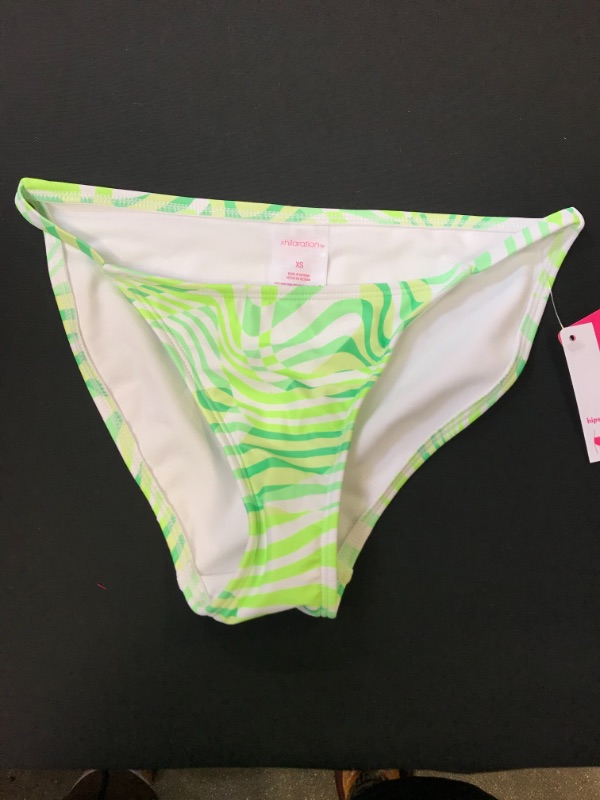 Photo 2 of  Juniors' Side Tab Bikini Bottom - Xhilaration Green Abstract Print Size XS