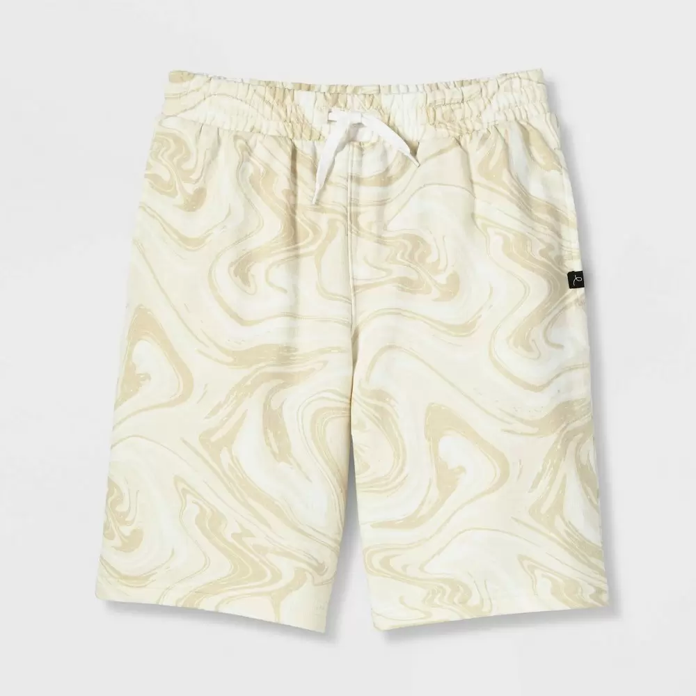 Photo 1 of Boys' Marble Swirl Print Knit Pull-On Shorts - art class Cream Size XS, Ivory
