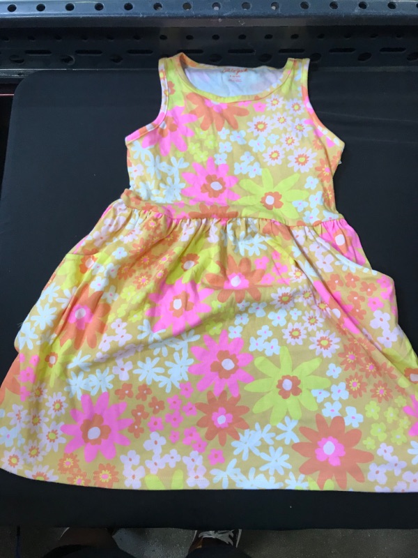 Photo 2 of  Girls' Printed Sleeveless Knit Dress - Cat & Jack Light Mustard Yellow Size Small -