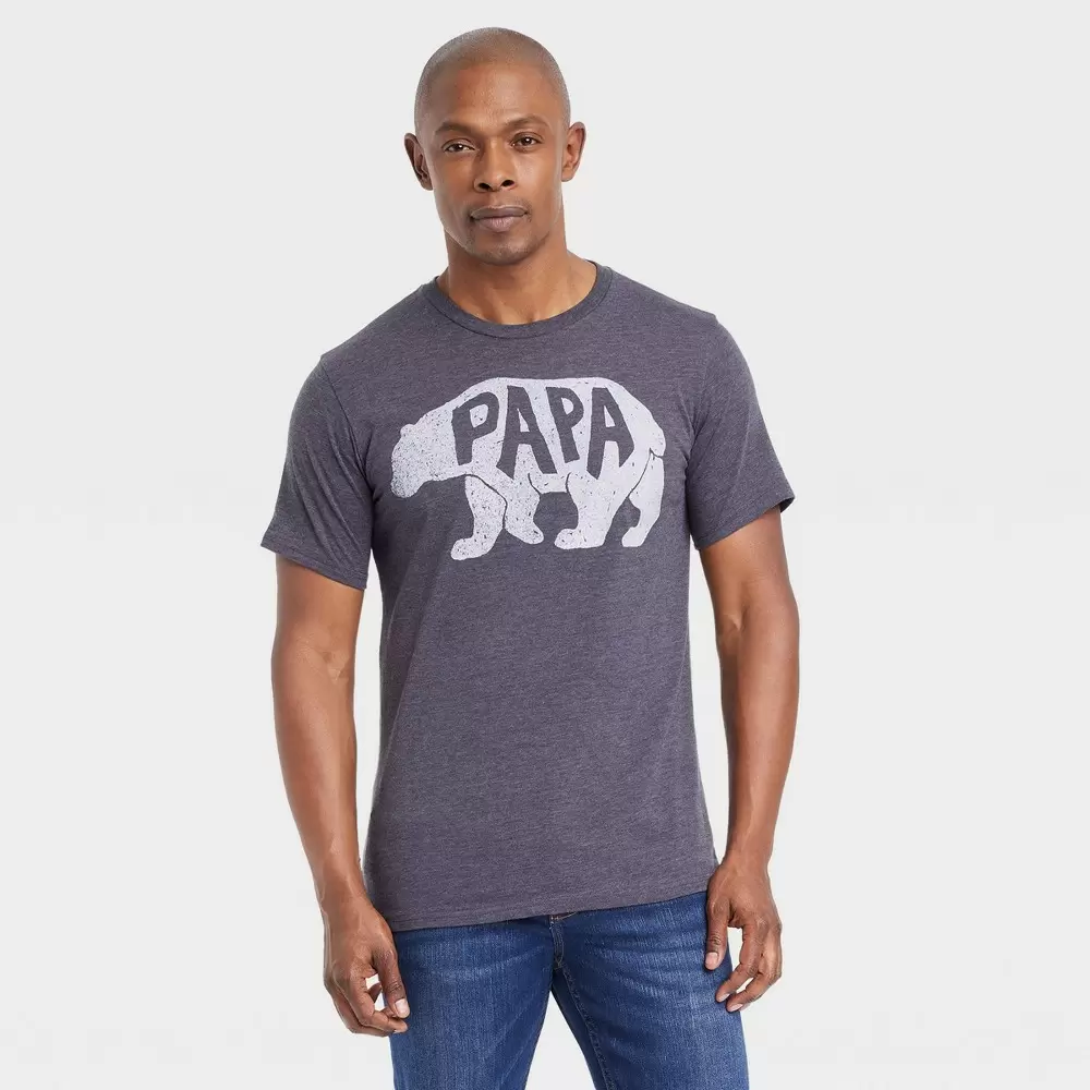 Photo 1 of  Men's Father's Day Papa Bear Short Sleeve Graphic T-Shirt - Heather Gray Size Small-