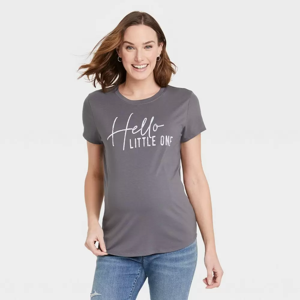 Photo 1 of  Short Sleeve Hello Little One Graphic Maternity T-Shirt  -- Size XS --