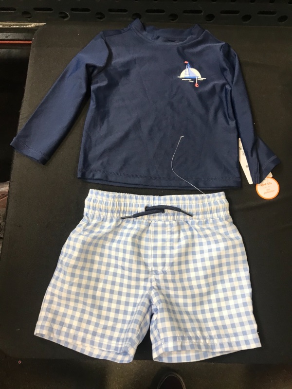 Photo 2 of  Carter's Just One You Toddler Boys' Anchor Print Rash Guard Set - Blue Size 18M -