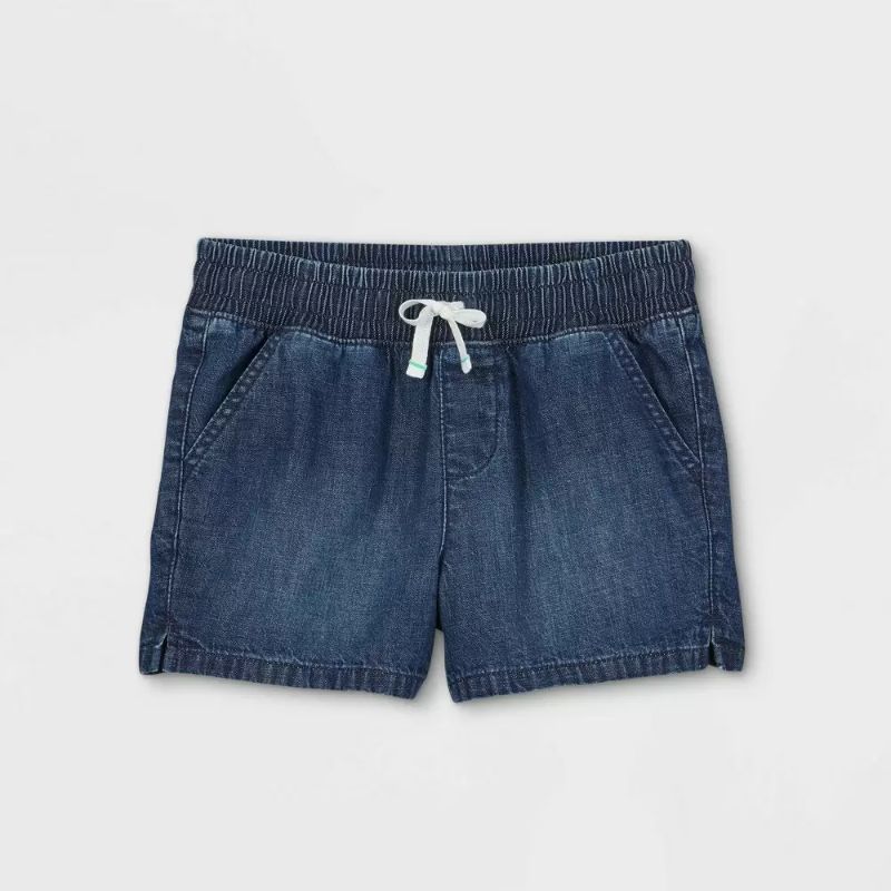 Photo 1 of  Girls' Pull-On Jean Shorts - Cat & Jack Dark Wash Size L, Dark Blue