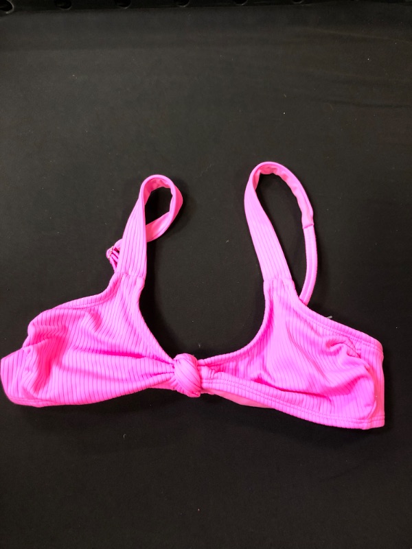 Photo 2 of  Juniors' Ribbed Knot-Front Bralette Bikini Top - Xhilaration Light Pink Size Medium -