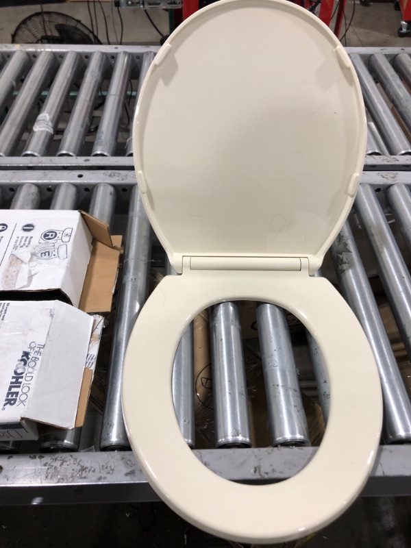 Photo 2 of Kohler K-4775-47 Brevia with Quick-Release Hinges Round-front Toilet Seat in Almond Almond Round Seatwith