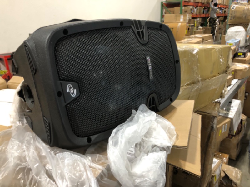 Photo 2 of Powered PA Speaker System Active & Passive Bluetooth Loudspeakers Kit with 8 Inch Speakers, Wired Microphone, MP3/USB/SD/AUX Readers, Speaker Stands,Remote Control - Pyle PPHP849KT Black 8 in 2 Speaker Loudspeakers Kit