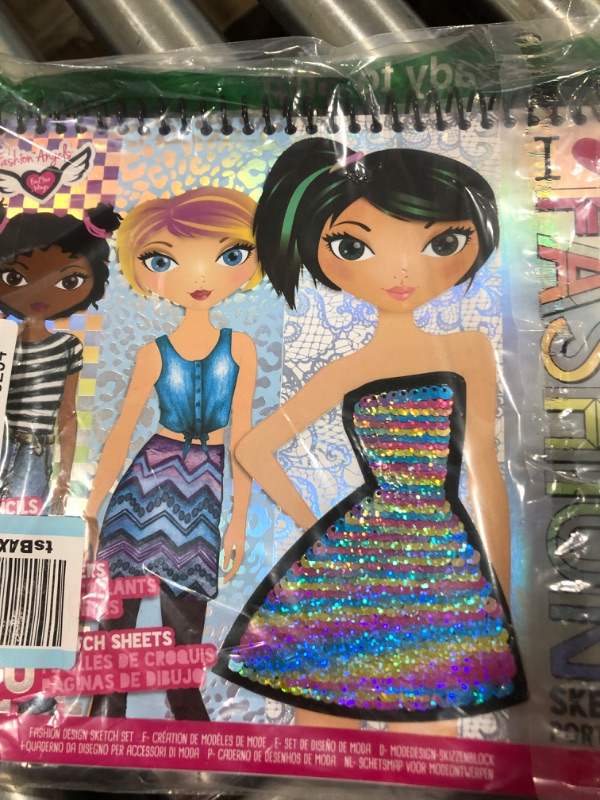 Photo 3 of Fashion Angels Fashion Design Sketch Portfolio,  Sketch Book for Beginners, Sketch Pad with Stencils and Stickers for Kids 6 and Up, Brown(Covers May Vary)