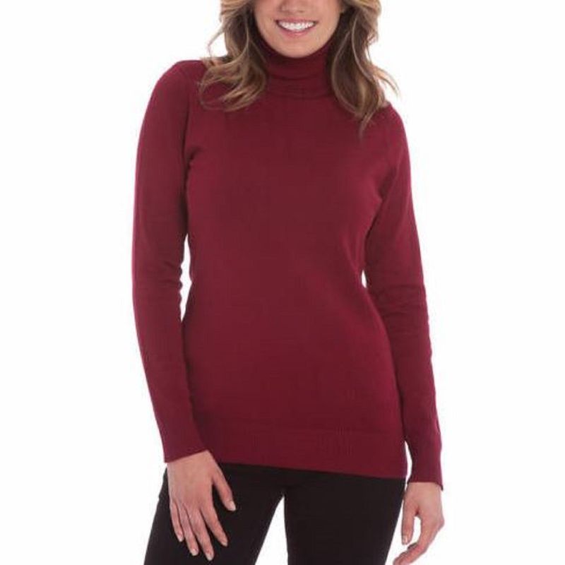 Photo 1 of Joseph A. Womens Turtle Neck Long Sleeve Sweater (X-Large, WINE COLOR)
