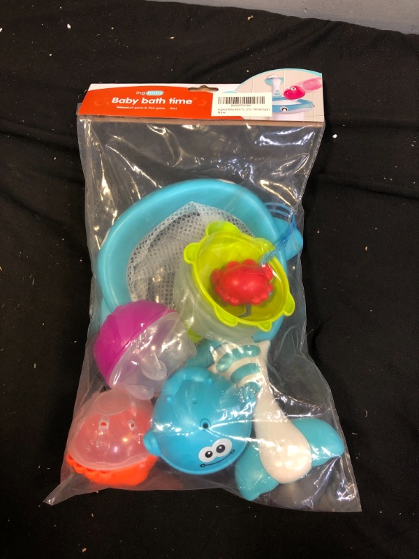 Photo 1 of AUGESTE Baby Bath Toys with Floating Squirts Basketball Fishing Net Shoot and Store Toy Set for Toddlers Kids in Bathtub Bathroom Pool Bath Time (2 in 1 Whale Style)
