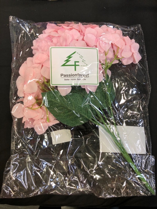 Photo 2 of 17.5" Pink Hydrangea Artificial Flowers with Stems, Passionforest Faux Pink Flowers for Spring Decoration,5 Branches
