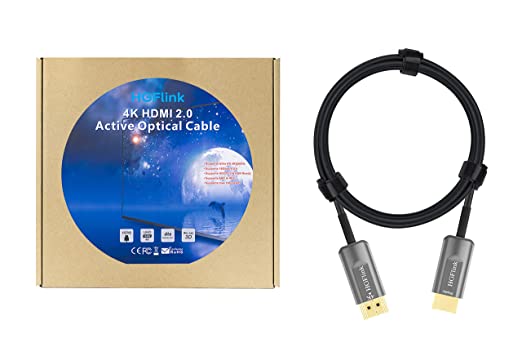 Photo 1 of 4K HDMI Fiber Optic Cable 50ft HGFlink High Speed 18Gbps Supports 3D 4K60Hz 4:4:4 True HD Dolby 7.1 Vision HDR10 eARC HDCP2.2 Compatible with UHD TV PS5 PS4 Blu-ray PC Projector Monitor LCD Laptop etc