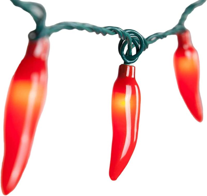 Photo 1 of Chili Pepper String Lights with 35 Red Chili Bulbs 13.6FT 120 Volt, UL Listed for Indoor/Outdoor Decor Patio Room Garden Gazebo Pergola Lights,Red
