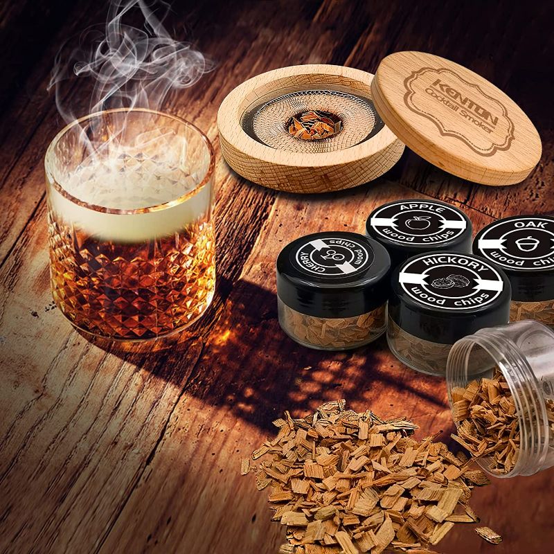 Photo 1 of KENTON Bartender Cocktail Smoker Kit for Cocktail, Whiskey, Bourbon Drink Smoker, Old Fashioned Smoker Kit with 4 Types of Wood Chips, 2*Stainless Steel Filter, Cleaning Brush for Birthday Gifts
