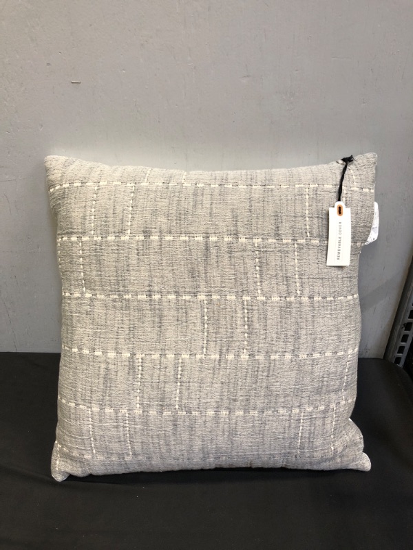 Photo 2 of 18" X 18" Heathered Off-Set Stripe Square Bed Pillow - Hearth & Hand™ with Magnolia
