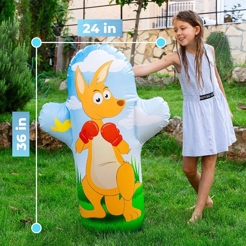 Photo 1 of Chuchik Water Sprinkler for Kids – 3.6 Ft (36”) Kangaroo Inflatable Punching Bag for Kids Outdoor Water Toy – Inflatable Sprinkler for Kids, Bop Bag Blow Up Punching Toy Outdoor Play for Kids Backyard
