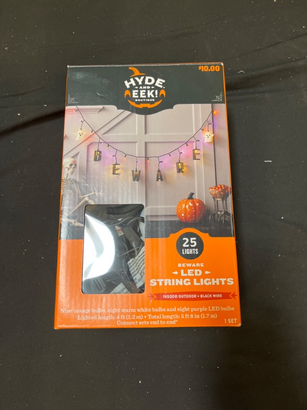 Photo 2 of 25ct LED Beware Halloween String Lights Orange/Purple - Hyde  EEK! Boutique