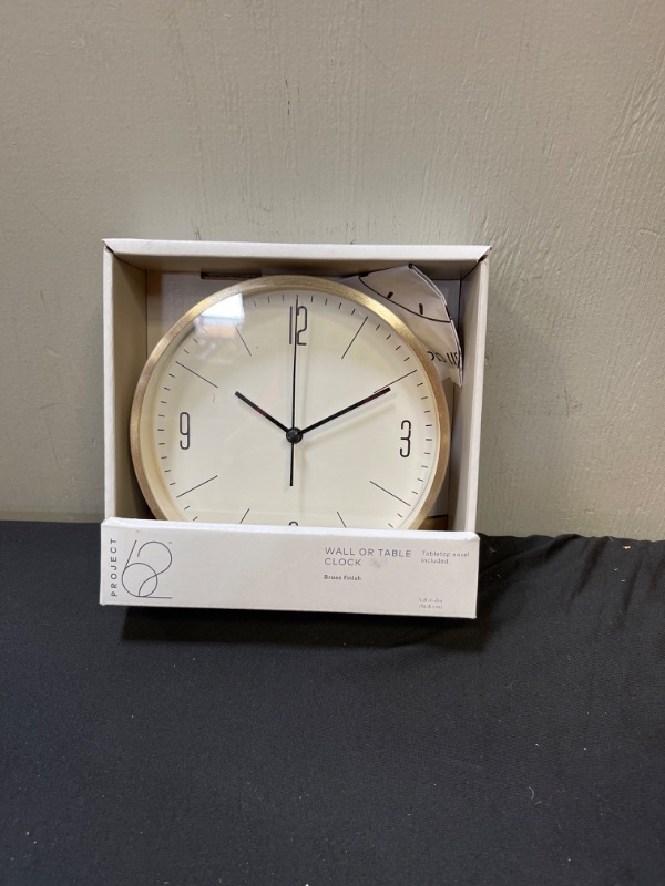 Photo 2 of 6" Round Wall Clock White/Brass