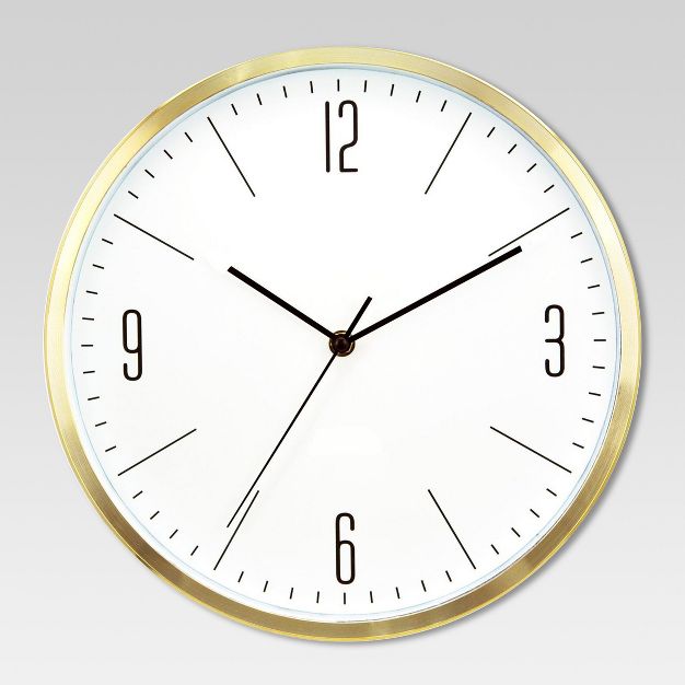 Photo 1 of 6" Round Wall Clock White/Brass