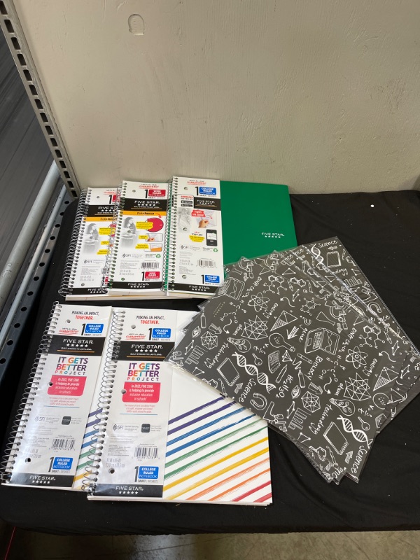 Photo 1 of ***Bag Lot Bundle***
5- Five Star 1 Subject College Ruled Spiral Notebooks & 5 To The Test Folder Pocket Folders



