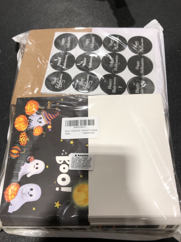 Photo 2 of 120 Sets Bulk Blank Halloween Cards with Envelopes Stickers Assortment 6 Designs of Chalkboard Vintage Halloween Jack-O'-Lantern Ghost Owl Pumpkin Greeting Cards Note Cards 4 x 6 for Halloween Fall 