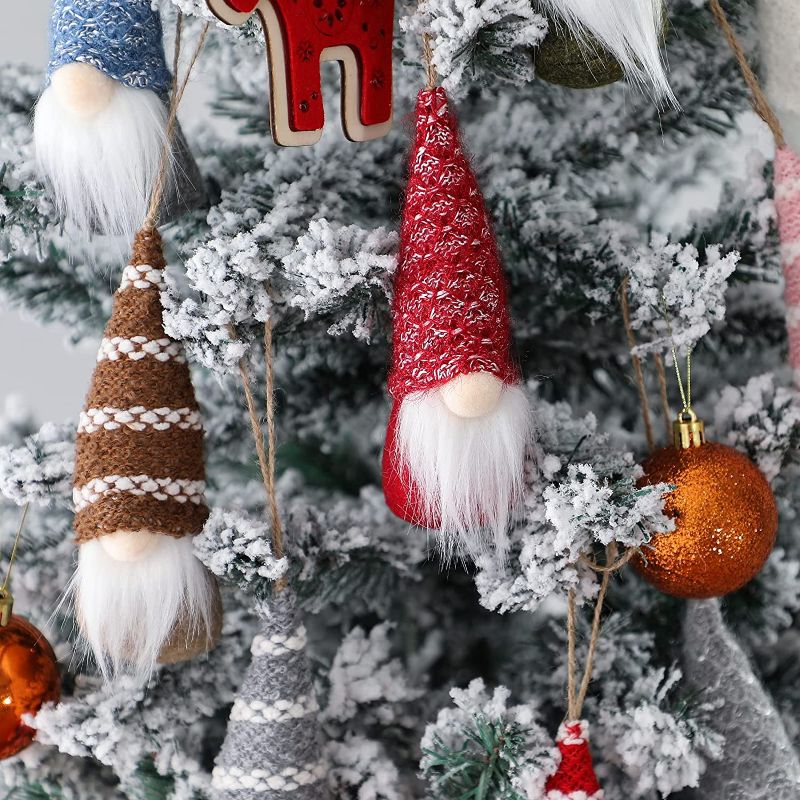 Photo 1 of 10 Pcs Hanging Gnome Ornaments Adorable Christmas Gnomes Handmade Plush Swedish Santa Tomte Holiday Tree Decorations 